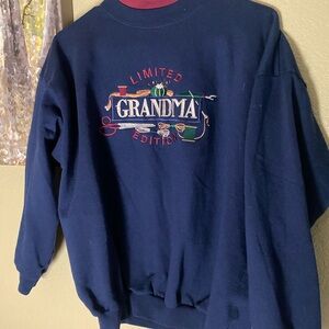 Navy "Limited Grandma" Embroidered Crewneck Sweatshirt
